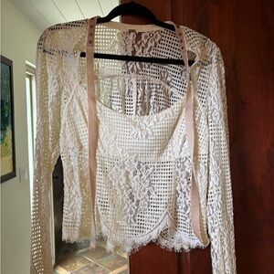 Free People White Lace Top